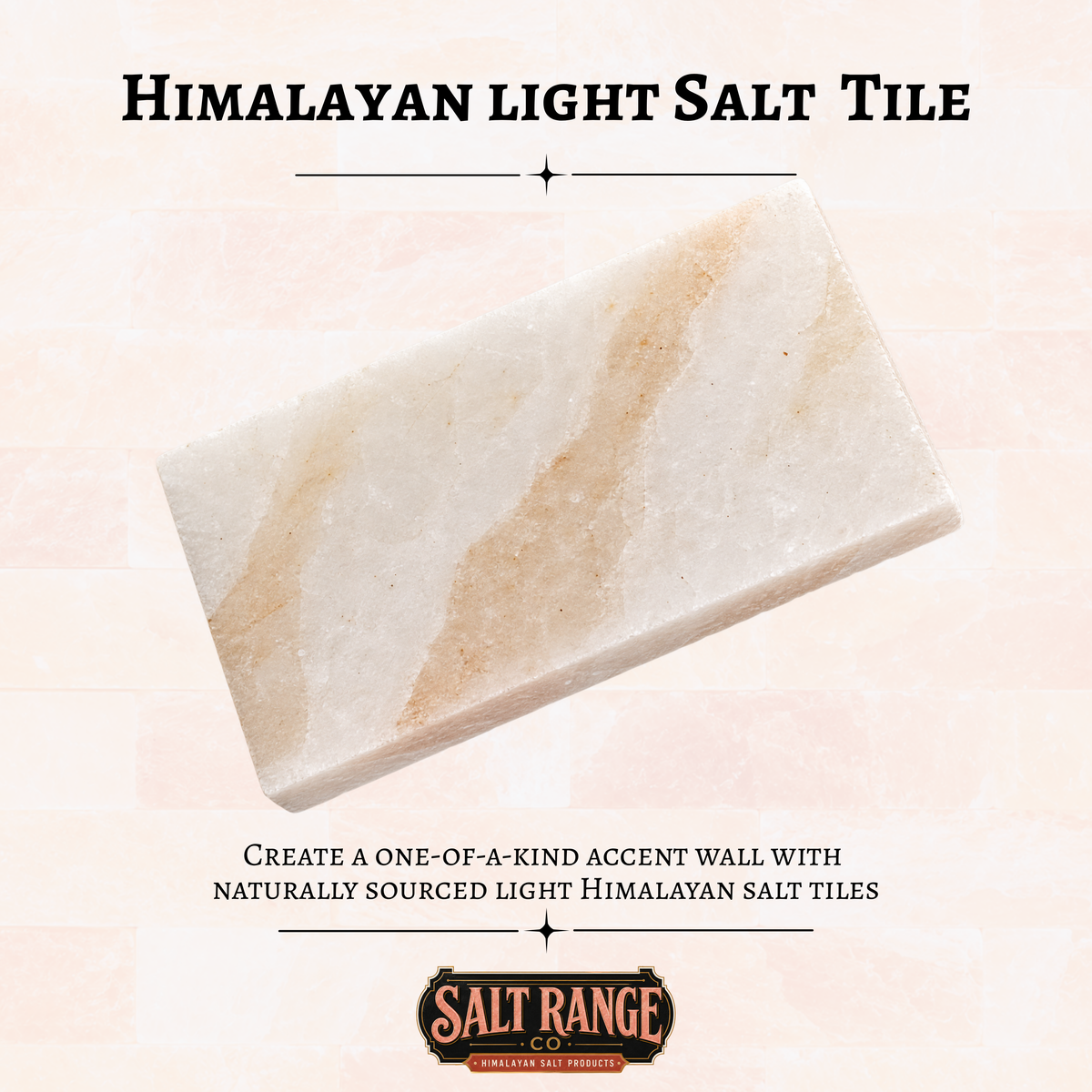 Light Himalayan Salt Tiles 8x4x1 inch, Single Tile