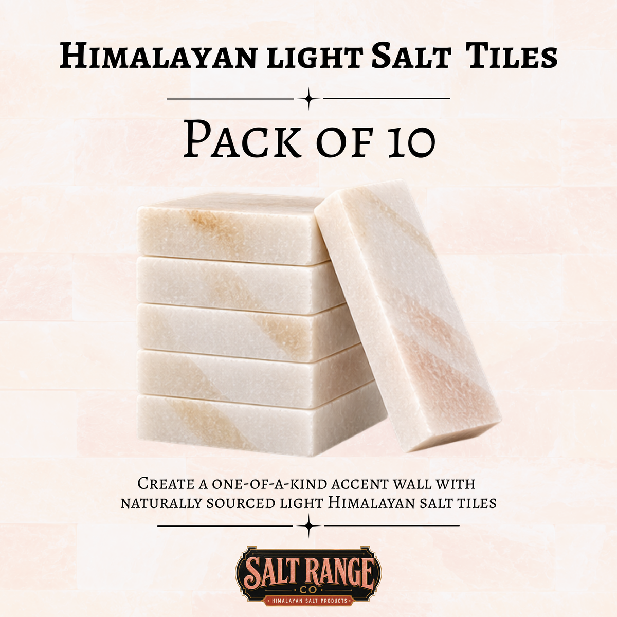 Light Himalayan Salt Tiles 8x4x1 inch, Pack of 10
