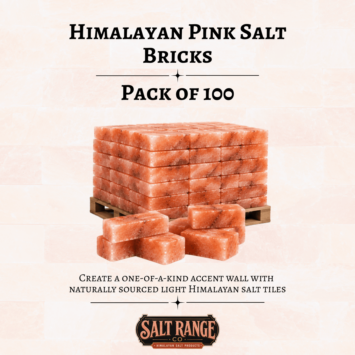 Himalayan Pink Salt Bricks 8x4x2 inch, Pack of 100