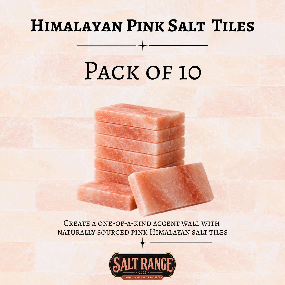 Himalayan Pink Salt Tiles 8x4x1 inch, Pack of 10