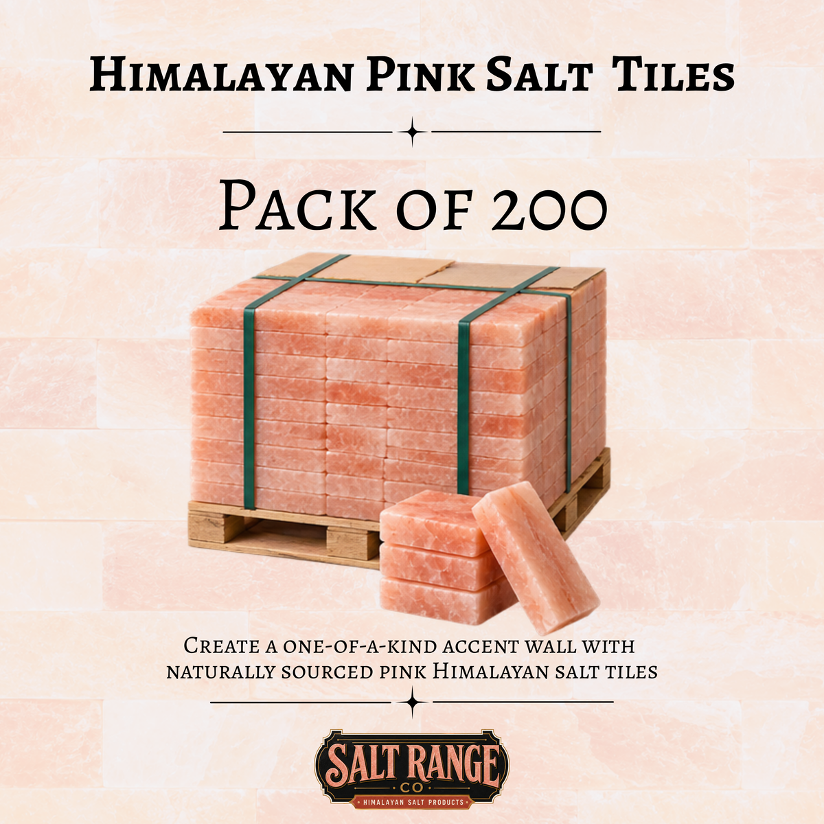 Himalayan Pink Salt Tiles 8x4x1 inch, Pack of 200