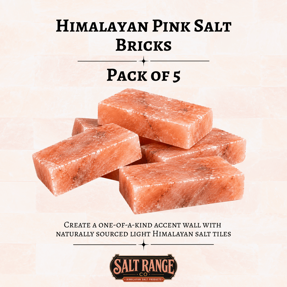 Himalayan Pink Salt Bricks 8x4x2 inch, Pack of 5