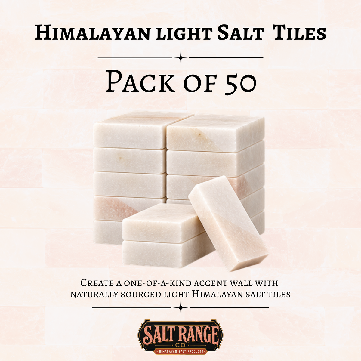 Light Himalayan Salt Tiles 8x4x1 inch, Pack of 50