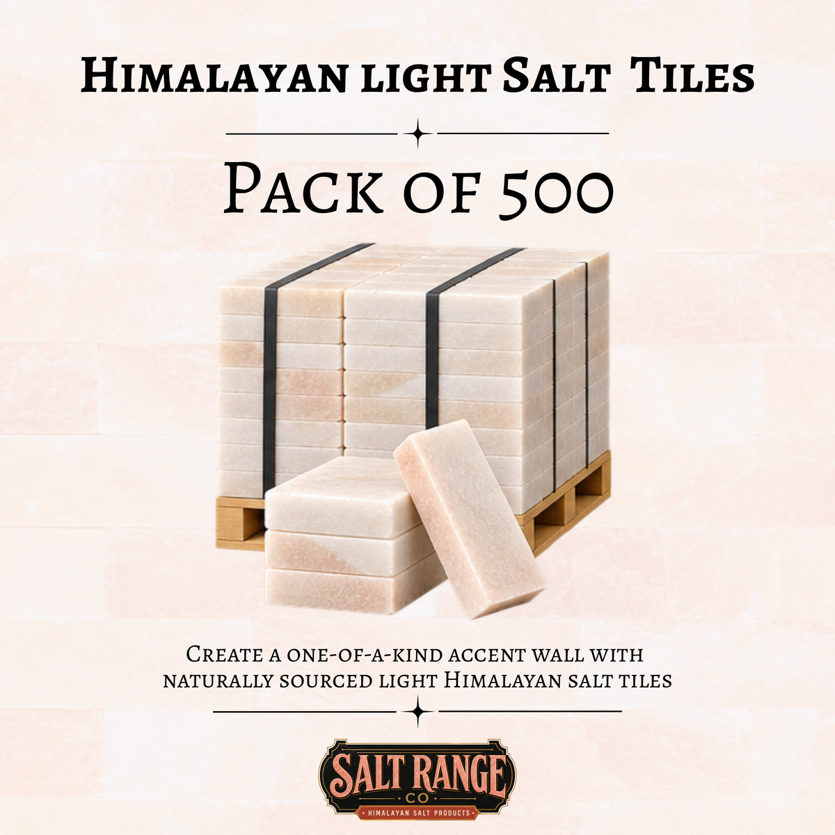 Light Himalayan Salt Tiles 8x4x1 inch, Pack of 150
