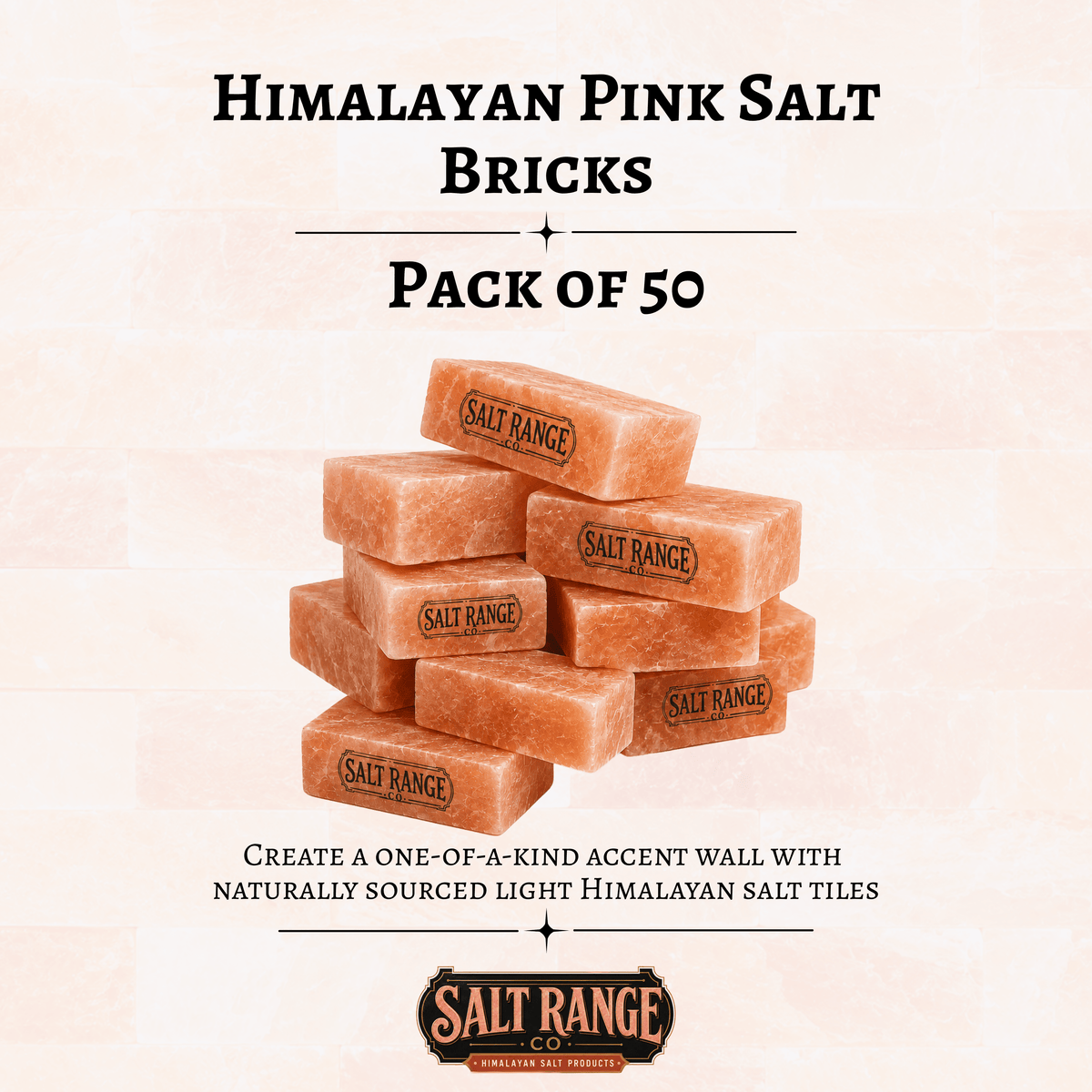Himalayan Pink Salt Bricks 8x4x2 inch, Pack of 50