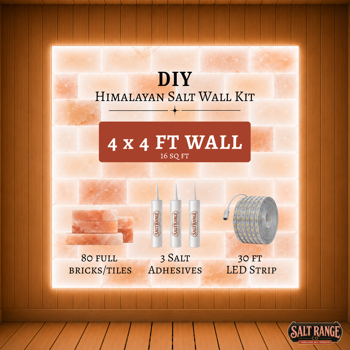 Himalayan Salt Wall DIY Kit — 4 x 4 ft (16 sq ft)