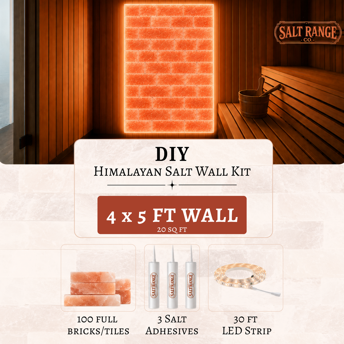 Himalayan Salt Wall DIY Kit — 4 x 5 ft (20 sq ft)