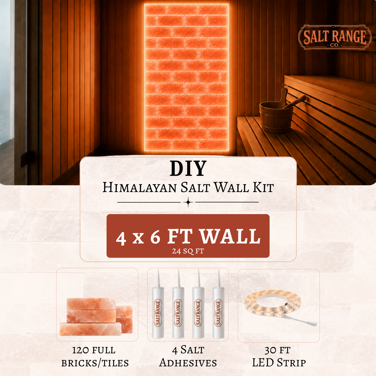 Himalayan Salt Wall DIY Kit — 4 x 6 ft (24 sq ft)