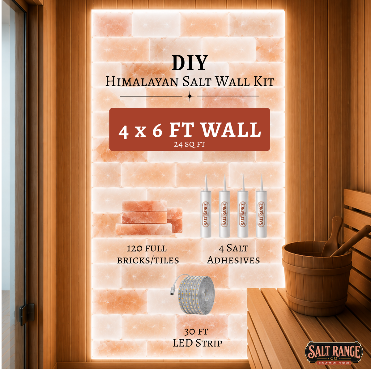 Himalayan Salt Wall DIY Kit — 4 x 6 ft (24 sq ft)