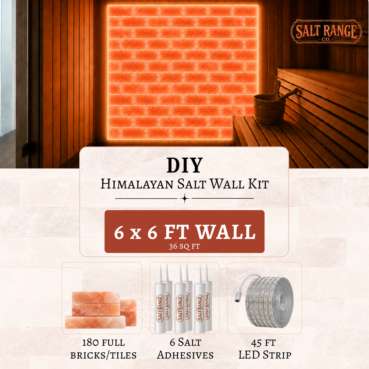 Himalayan Salt Wall DIY Kit — 6 x 6 ft (36 sq ft)