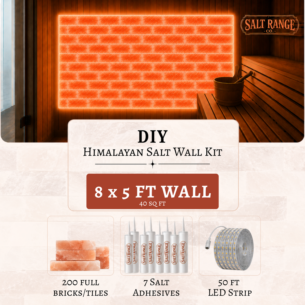 Himalayan Salt Wall DIY Kit — 8 x 5 ft (40 sq ft)
